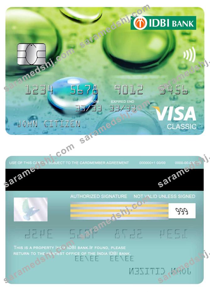 India IDBI bank visa classic card screen